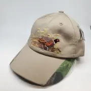 Pheasant Hunting Hat Cap Adult Mossy Oak Embroidered Strapback Adjustable Beige