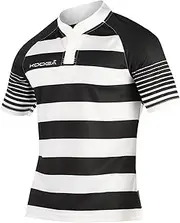 [KooGa] Mens Touchline Hooped Match Rugby Shirt (UK Size: XL) (Black/White)