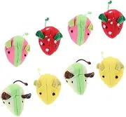 Hohopeti 8pcs Cartoon Shaped Catnip Soft Fruit Mouse Teething for Kittens Interactive Plaything for Chewing and Scratching for Indoor Cats