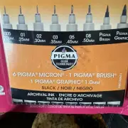 Sakura Pigma Micron Black Pens 6 Count Set 30067 1.0M