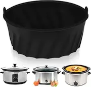 Silicone Slow Cooker Liner 6 Quart, Silicone Liner for Crockpot Reusable Leakage-Proof Slow Cooker Divider Compatible with 6 Qt Oval Pots, Dishwasher Safe (Black)