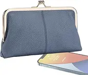[Generic] Kiss Lock Clasp Coin Purse - Car Coin Holder Pouch,PU Leather Large Capacity Elegant Vintage Credit Card Slot Coin Purse for Men