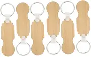 [TEHAUX] 6pcs Bamboo Keychain Trolley Cart Tokens Wooden Coin Holders Practical Shopping Token Key Rings for Grocery Carts and Daily Use
