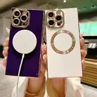 Square Electroplated Magnetic Magsafe Case Cover For iPhone 16 15 14 Plus 13 12