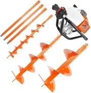 72cc Post Hole Digger Earth Digger Gas Powered Post Hole Digger Auger w/4" 8" 12