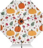 [RPLIFE] Travel Umbrella Windproof Folding Umbrella Compact, Umbrellas for Backpacks/Handbags, Rain, Wind and Sun, Autumn Pumpkins