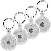 (4 Pack) T Tersely Case Cover with Keychain For Apple Airtag, All-round protection Anti-Scratch Lost Water-resistant Accessories Case with Keyring for Dog Collar, Luggage