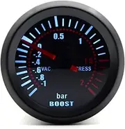 ALAGPNPMZH 2''52MM Turbo Boost Gauge 3 BAR Mechanical White Led Boost Gauge Smoke Lens Boost Sensor Car Accessories Boost Meter(Black)