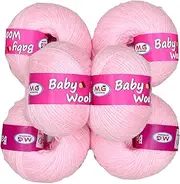 M.G ENTERPRISE 100% Acrylic Wool Pink (6 pc) Baby Soft 4 ply Wool Ball Hand Knitting Wool/Art Craft Soft Fingering Crochet Hook Yarn, Needle Knitting Yarn Thread Dyed