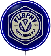 LARGE FURPHY Refreshing ALE Beer Bar Garage Wall Light Sign BLUE Neon