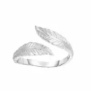 Silver Polished Leaf Bypass Toe Ring Real Sterling Silver 925