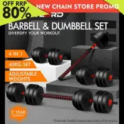 BLACK LORD 40kg Dumbbell Set 3in1 Adjustable Barbell Weight Home Gym Fitness