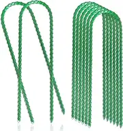 8pcs Ground Rustproof Heavy Rebar Trampoline Wind Stakes Safety Ground Anchor - 9 inch Curved Steel Stakes with Chisel Point end, Green Antirust Coated