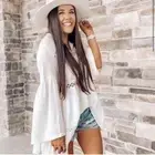 XL New White Cotton Button-Up Overszied Loose Tunic Top Blouse Womens X-Large