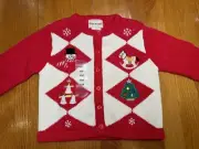 NOS Vintage Kids Toffee Apple Knit Ugly Christmas Sweater 2/3T Toddler Argyle