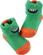 [Carter's] Boy's Monster Booties; Green and Orange (Newborn)