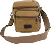 [MOBUTOFU] Men's Canvas Shoulder Bag Small Handbag for Man Fashion Handbag Portable Casual Bag Wide Shoulder Strap