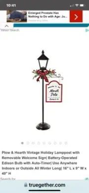 Plow and Hearth Battery Operated Christmas Lantern. Indoor/Outdoor. New In Box
