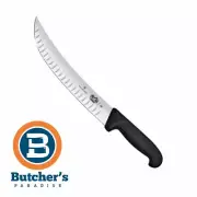 Butchers Victorinox Black Brisket Slicing Knife Granton Scalloped Blade 10" 25cm