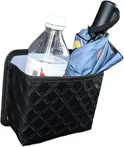Car Garbage Can, PU Leather Dustbin, Multipurpose Wastebasket, Portable Litter Bin, Side Door Trash Holder for Vehicles (7.28x3.94x6.1 inches) Black, Orange