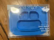 sillymann silicone milk cow plate mat, suction to the table, blue