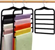 3 Pack Velvet Pants Hangers & 5 Tier Scarf Jeans Organizer for Dorm Room
