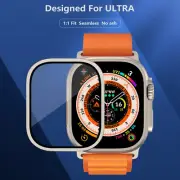 For Apple Watch 8 Ultra Aluminum Alloy Metal Tempered Film Screen Protector Case