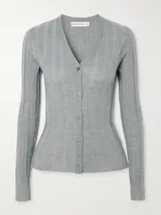 [Daughter] &Daughter - Ribbed Wool Cardigan - Gray - x large x large Gray