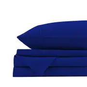 Royal Comfort Cotton Bed Fitted Sheet Set/Pillowcase VNT Washed Royal Blue