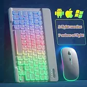 Keyboard and Mouse Combo For Tablet Android iOS Windows, Wireless Slim Mouse Keyboard Combo, Bluetooth Rainbow Backlit Keyboard