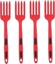 CONGARTENO 4pcs Silicone Tongs Fork Set Large Silicone Fork Kitchen Cooking Salad Mixing Heat Resistant Non-Stick