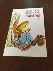 Vintage Get Well Card "Aren't you taking a long Siesta?" NEW OLD STOCK