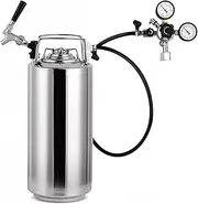 19L Ball Lock Keg & Beer Tap Keg Faucet & Co2 Regulator,Stainless Steel Ball Lock Post Corny Keg Dispenser Kit for Homebrew(CGA320)