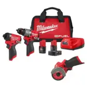 Milwaukee Hammer Drill and Impact Driver Combo Kit 12-V Li-Ion with Cut Off Saw