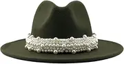 [Generic] Women Jazz Fedora Hats Casual Mens Womens Felt Hat with Pearls Wedding Prom Dress Hats Church Panama Caps 4 58-61CM, 4, One Size, 4, One Size