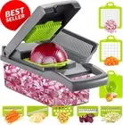 Vegetable Chopper, 7-in-1 Dicer, Slicer, Cutter, Egg Separator, Basket, Gray