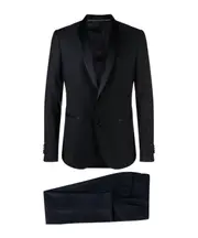 virgin-wool slim-cut dinner suit 52 Blue