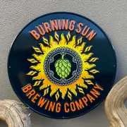 Burning Sun Brewing Co Tin Tacker Metal Beer Sign