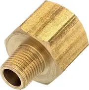 HALLMERS 1/8" NPT Male to 3/8" NPT Female Brass Pipe Fitting Reducer Thread Plumbing Hose, Hex Bushing Threaded Tubing Adapter Coupler, Used to Connect Lines for Air, Water, Fuel, Oil and Gas