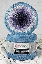 YarnArt Flowers Moonlight Glitter Cotton Yarn, Soft, Rainbow Crochet, Metallic Lurex handknit Shiny, Silvery Cake, Multicolor Cotton, 1 Skein Weight 9.17oz Lenght 393.7 inches, 1 Fine Yarn (3264)