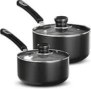 Nonstick Saucepan Set - 1 Quart and 2 Quart - Glass Lid - Multipurpose Use for Home Kitchen or Restaurant