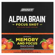 2 X Onnit, Alpha Brain Focus Shot, Peach, 6 Bottles, 2.5 fl oz (75 ml) Each