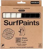 Surfpaints Acrylic Paint Pens - Vibrant Black & White Art Markers for Rock Painting, Canvas, Wood, Surfboards, Skateboards & Kayaks - Water-Based, Quick-Dry, Multi-Surface Permanent Paint Pens