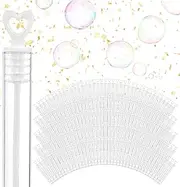 Stock Your Home Wedding Bubbles (100 Count) for Send Off - White Plastic Wands in Clear Canisters for Party Favors