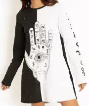 Blackmilk “PALMISTRY LONG SLEEVE SWING TEE DRESS” Size Medium M NWT