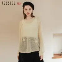 在飛比找momo購物網優惠-【Jessica Red】輕薄甜美立體花朵寬鬆鏤空毛衣R34