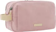 BAGSMART Toiletry Bag for Men, Canvas Travel Toiletry Organizer Dopp Kit Water-resistant Shaving Bag for Toiletries Accessories, Pink, Medium, Basic/Leisure