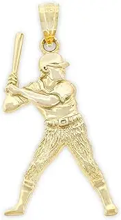Charm America - Gold Baseball Player/Batter Charm - 10 Karat Solid Gold