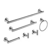 Modern 6-Piece Bath Hardware Set with Towel Rail X2 Paper Towel Rack X1 Towel Ri