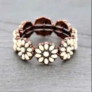 Western Concho Turquoise Stone Stretch Bracelet
